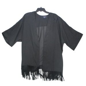 Denim 24/7 Black Open Front Fringe Kimono Jacket Womens Size‎ 18W